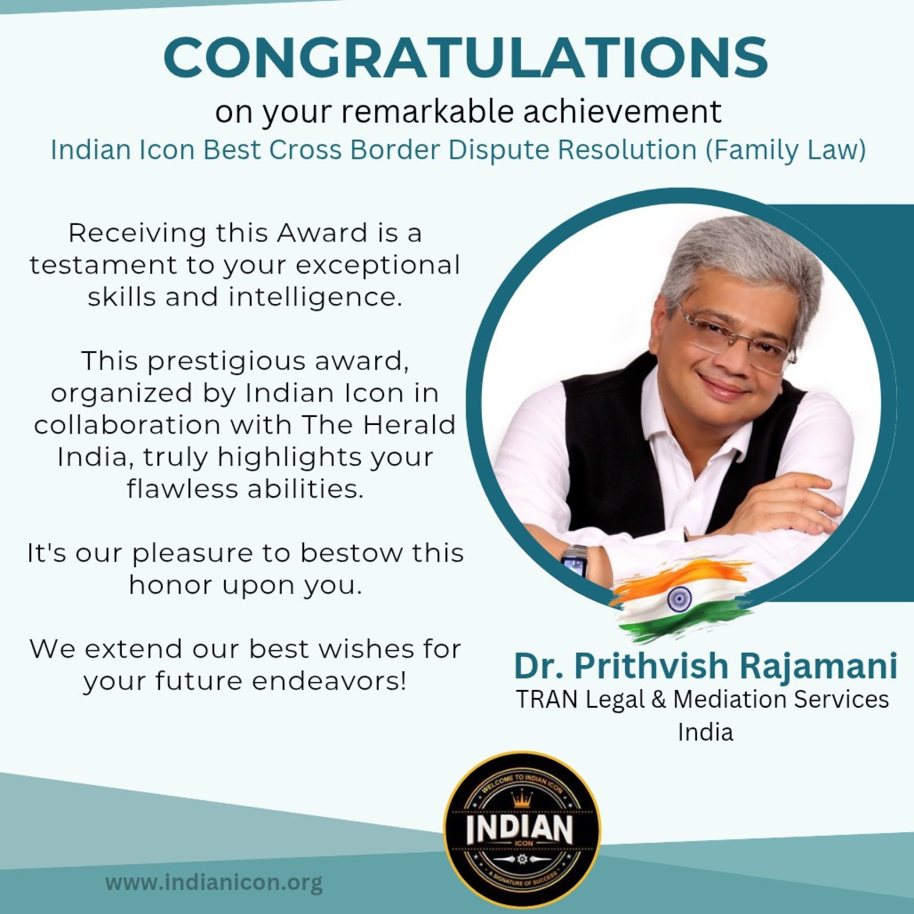 Visionary in Mediation and Family Justice Prithvish Rajamani